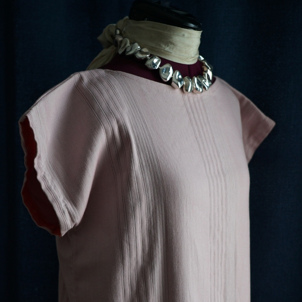 Vintage Long Tunic Kaftan Maxi Dress Pastel Pink